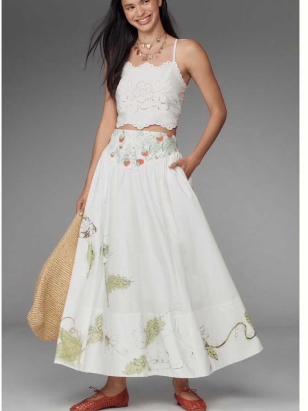 NWT Swan Gossip x Anthropologie Basque-Waist Artist Print Maxi Skirt size 6 - Picture 6 of 17